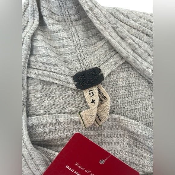 NEW We the Free Free People Ribbed Thermal Tee Size Large Gray - Picture 9 of 9